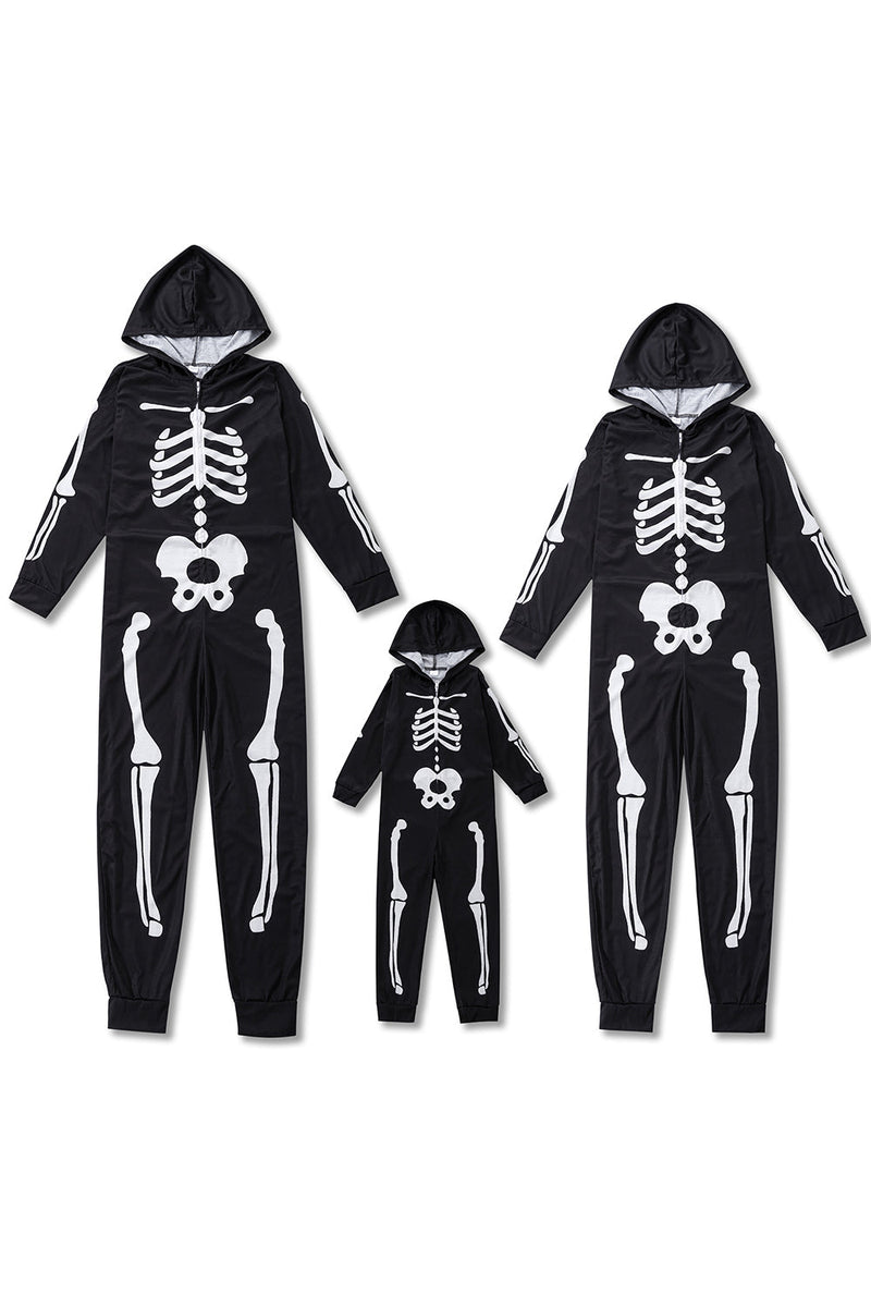 Load image into Gallery viewer, Family Cozy Skeleton Black Print Zip Up Hoodie Onesie
