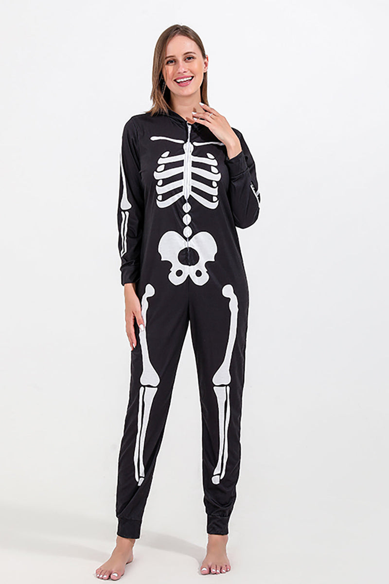 Load image into Gallery viewer, Family Cozy Skeleton Black Print Zip Up Hoodie Onesie