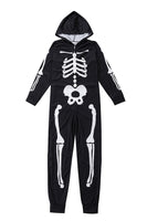 Load image into Gallery viewer, Family Cozy Skeleton Black Print Zip Up Hoodie Onesie