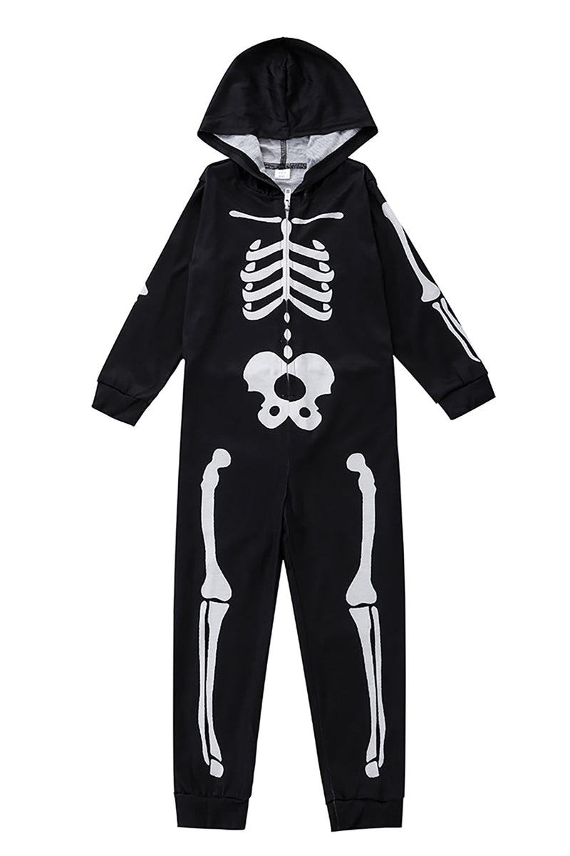 Load image into Gallery viewer, Family Cozy Skeleton Black Print Zip Up Hoodie Onesie