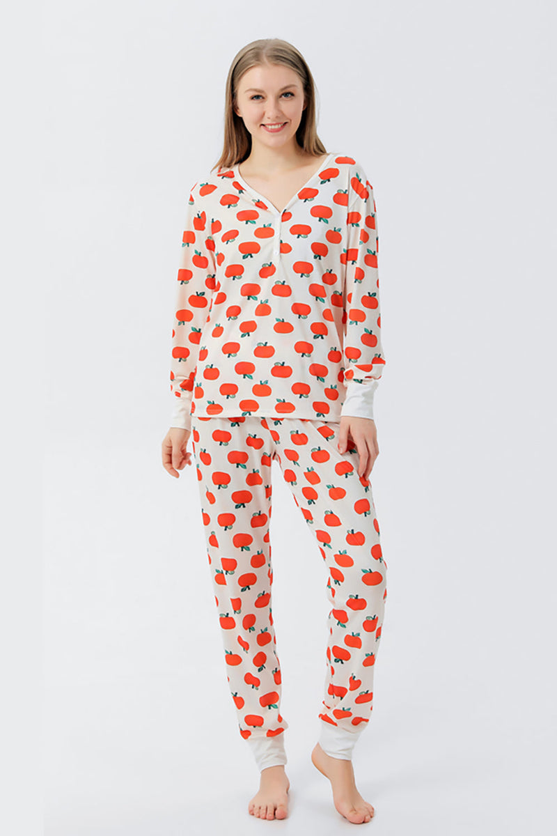 Load image into Gallery viewer, Orange Print Christmas Family Matching Pajamas Set