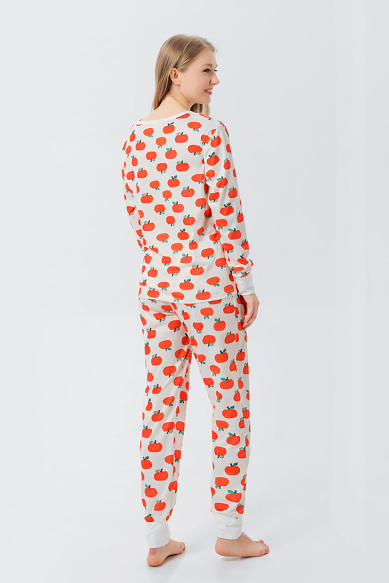 Load image into Gallery viewer, Orange Print Christmas Family Matching Pajamas Set