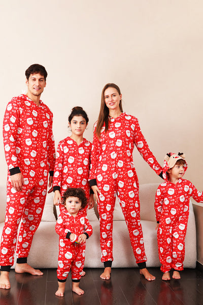 Family Red Christmas Claus Print Pajamas