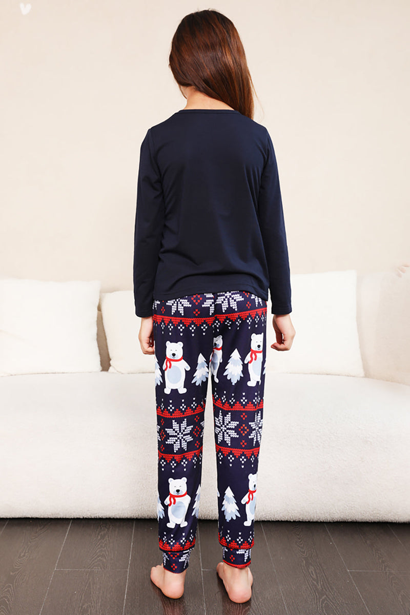 Load image into Gallery viewer, Navy Print Christmas Family Matching Pajamas Set
