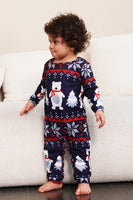 Load image into Gallery viewer, Navy Print Christmas Family Matching Pajamas Set