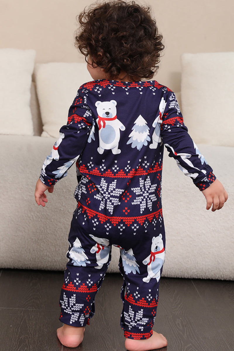 Load image into Gallery viewer, Navy Print Christmas Family Matching Pajamas Set