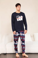 Load image into Gallery viewer, Navy Print Christmas Family Matching Pajamas Set