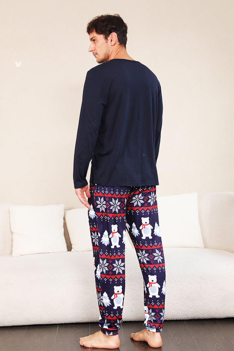 Load image into Gallery viewer, Navy Print Christmas Family Matching Pajamas Set