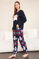 Load image into Gallery viewer, Navy Print Christmas Family Matching Pajamas Set