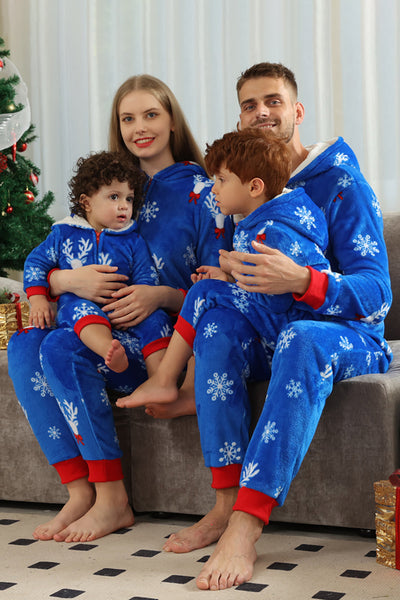 Christmas Family Royal Blue Flannel Snowflake Onesie Pajamas