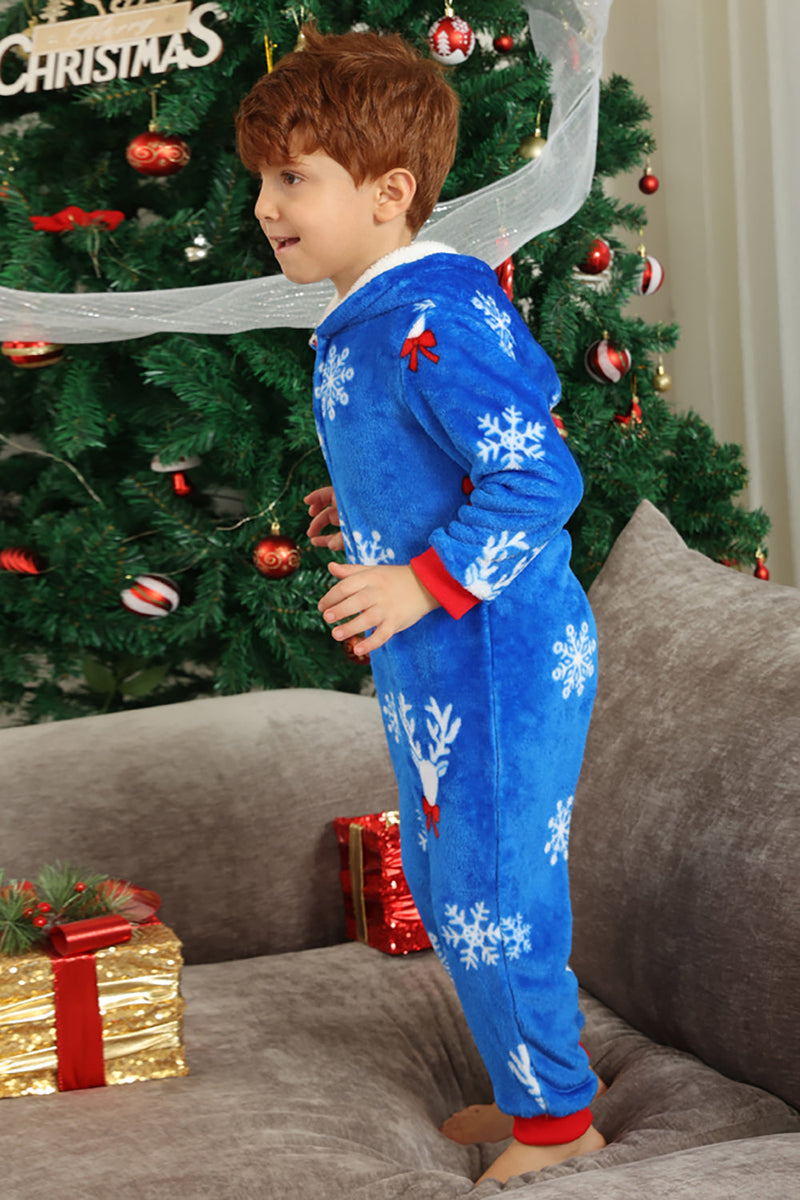 Load image into Gallery viewer, Christmas Family Royal Blue Flannel Snowflake Onesie Pajamas