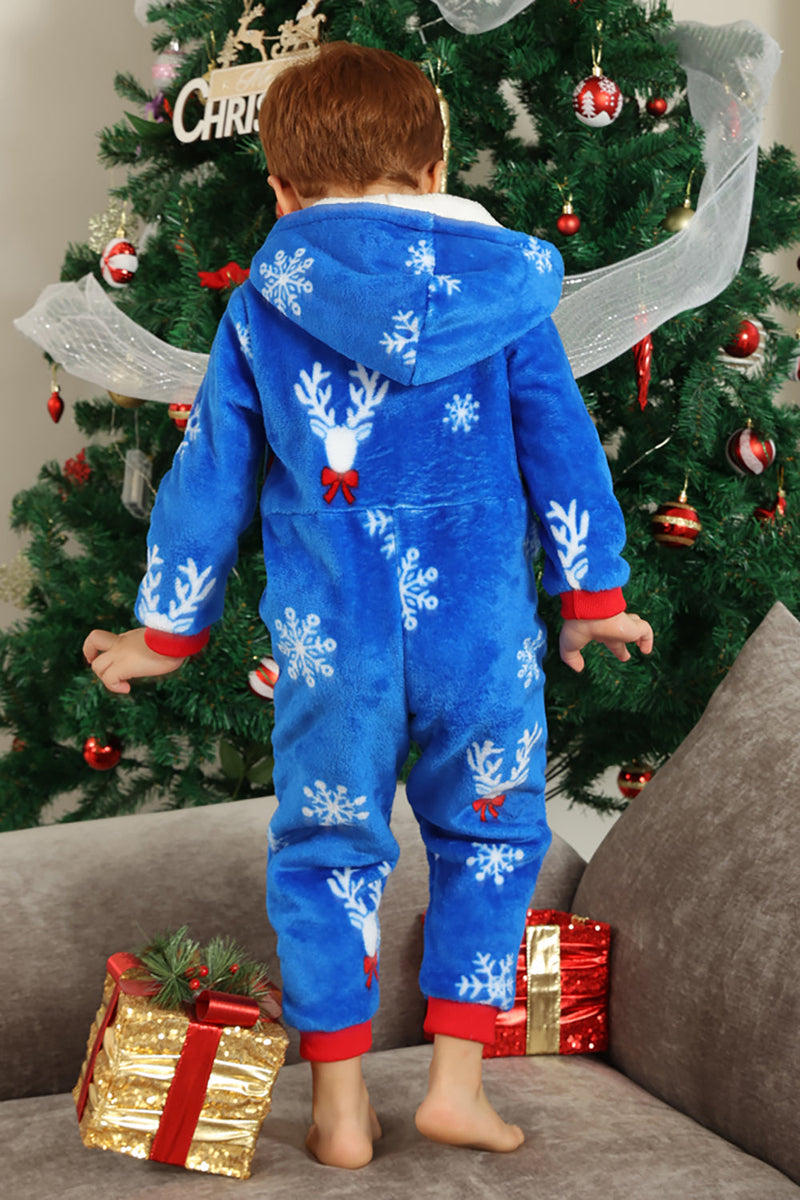 Load image into Gallery viewer, Christmas Family Royal Blue Flannel Snowflake Onesie Pajamas