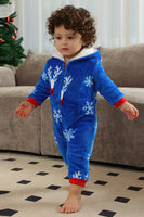 Load image into Gallery viewer, Christmas Family Royal Blue Flannel Snowflake Onesie Pajamas