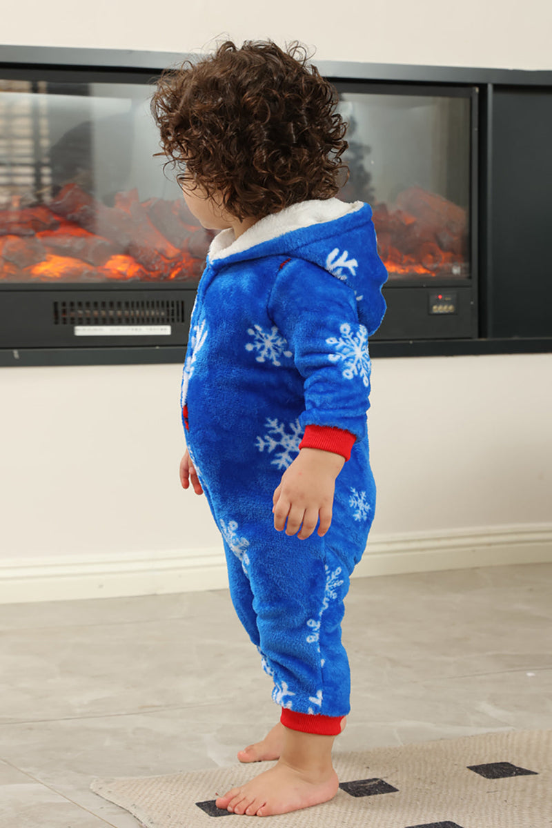 Load image into Gallery viewer, Christmas Family Royal Blue Flannel Snowflake Onesie Pajamas