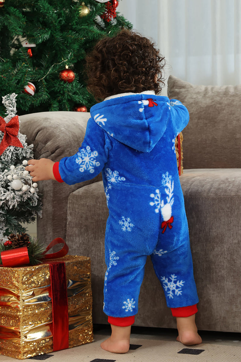 Load image into Gallery viewer, Christmas Family Royal Blue Flannel Snowflake Onesie Pajamas