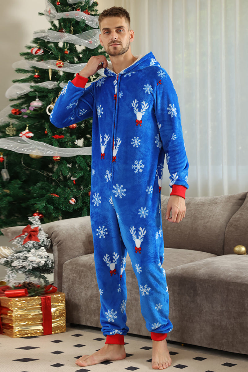 Load image into Gallery viewer, Christmas Family Royal Blue Flannel Snowflake Onesie Pajamas