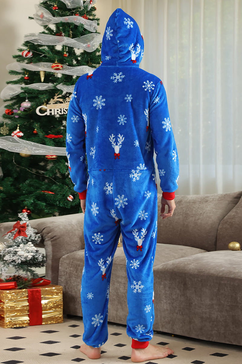 Load image into Gallery viewer, Christmas Family Royal Blue Flannel Snowflake Onesie Pajamas