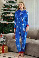 Load image into Gallery viewer, Christmas Family Royal Blue Flannel Snowflake Onesie Pajamas