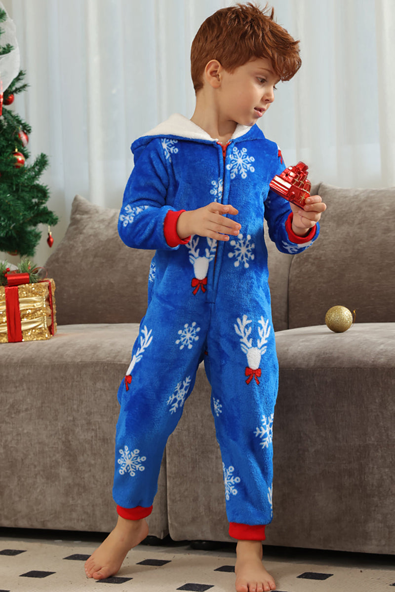 Load image into Gallery viewer, Christmas Family Royal Blue Flannel Snowflake Onesie Pajamas