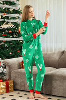 Load image into Gallery viewer, Christmas Family Green Flannel Snowflake Onesie Pajamas