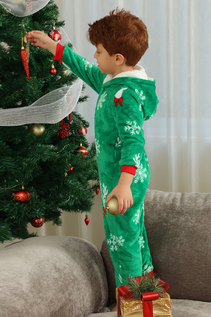 Load image into Gallery viewer, Christmas Family Green Flannel Snowflake Onesie Pajamas