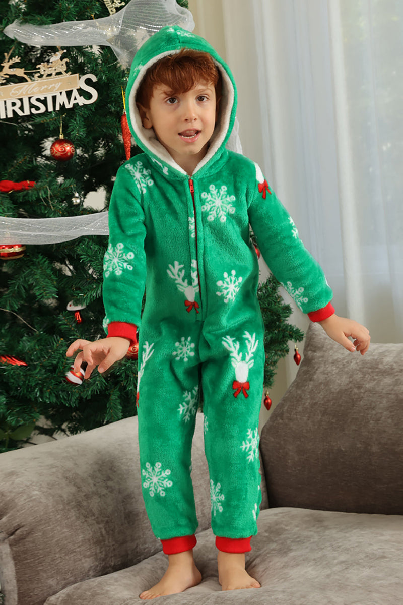 Load image into Gallery viewer, Christmas Family Green Flannel Snowflake Onesie Pajamas
