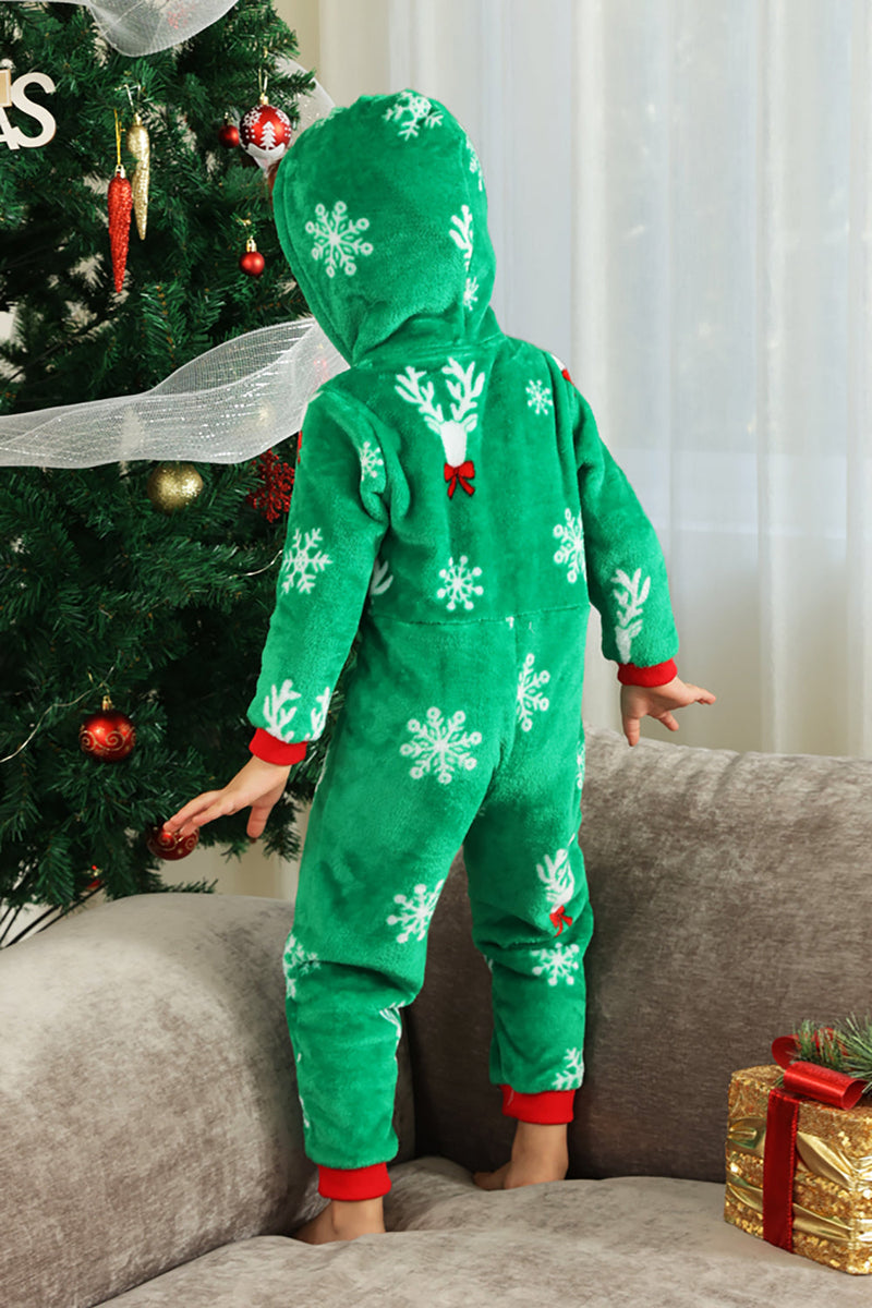 Load image into Gallery viewer, Christmas Family Green Flannel Snowflake Onesie Pajamas