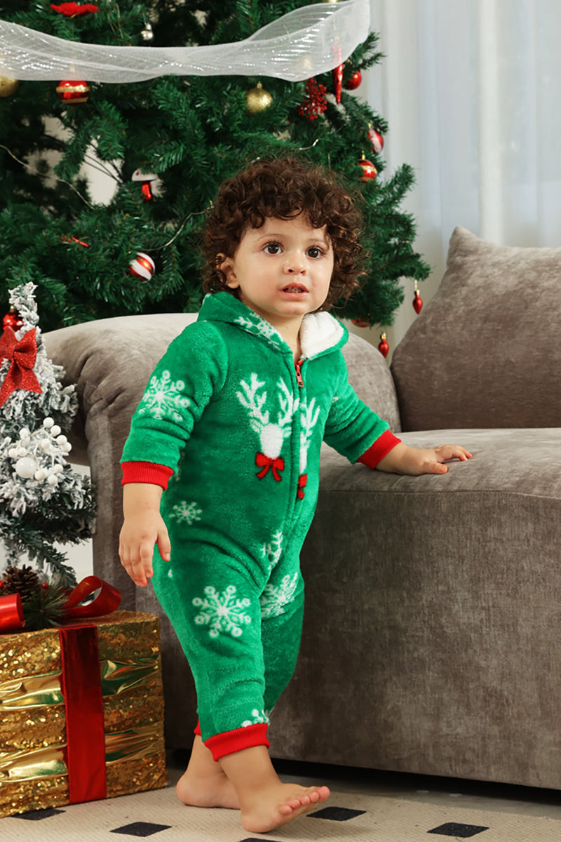 Load image into Gallery viewer, Christmas Family Green Flannel Snowflake Onesie Pajamas