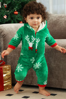 Load image into Gallery viewer, Christmas Family Green Flannel Snowflake Onesie Pajamas