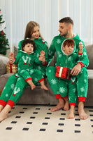 Load image into Gallery viewer, Christmas Family Green Flannel Snowflake Onesie Pajamas