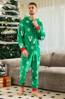Load image into Gallery viewer, Christmas Family Green Flannel Snowflake Onesie Pajamas