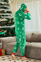 Load image into Gallery viewer, Christmas Family Green Flannel Snowflake Onesie Pajamas