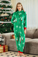 Load image into Gallery viewer, Christmas Family Green Flannel Snowflake Onesie Pajamas