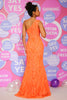 Load image into Gallery viewer, Orange Mermaid One Shoulder Sequins Long Prom Dress
