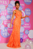 Load image into Gallery viewer, Orange Mermaid One Shoulder Sequins Long Prom Dress