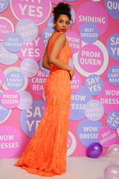 Load image into Gallery viewer, Orange Mermaid One Shoulder Sequins Long Prom Dress