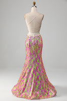 Load image into Gallery viewer, Hot Pink Sparkly Mermaid Prom Dress with Slit