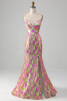 Load image into Gallery viewer, Hot Pink Sparkly Mermaid Prom Dress with Slit