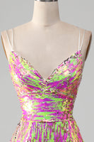 Load image into Gallery viewer, Hot Pink Sparkly Mermaid Prom Dress with Slit