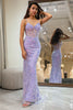 Load image into Gallery viewer, Sparkly Lilac Mermaid Long Corset Prom Dress With Appliques