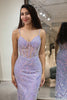 Load image into Gallery viewer, Sparkly Lilac Mermaid Long Corset Prom Dress With Appliques