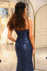 Load image into Gallery viewer, Sparkly Dark Purple Mermaid Long Sequined Prom Dress With Slit
