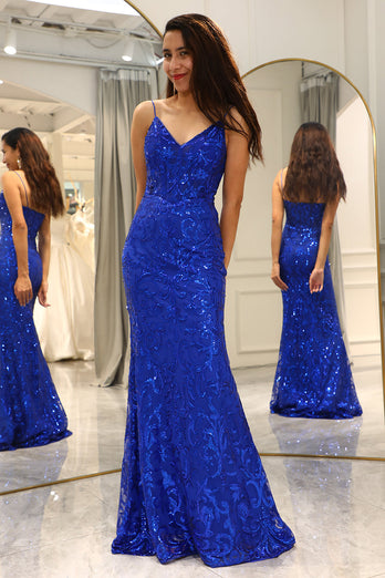 Royal Blue Mermaid Long Prom Dress With Appliques