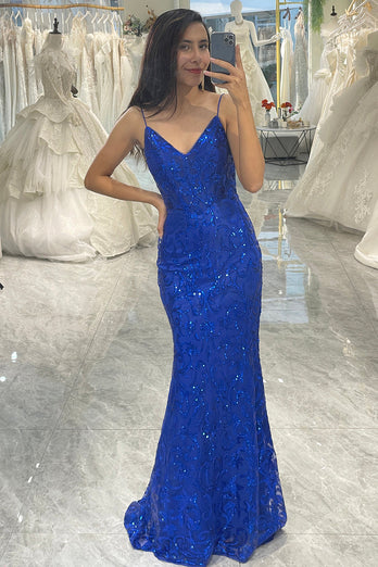 Royal Blue Mermaid Long Appliqued Prom Dress
