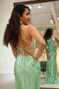 Load image into Gallery viewer, Glitter Green Mermaid Long Sequined Prom Dress