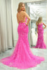 Load image into Gallery viewer, Fuchsia Mermaid Backless Long Prom Dress With Appliques