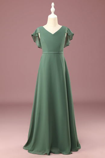 Queendancer Women A-line Eucalyptus Chiffon Long Cap Sleeve Junior Bridesmaid Dress queendanceruk Queendancer Women A-line Eucalyptus Chiffon Long Cap Sleeve Junior Bridesmaid Dress queendanceruk