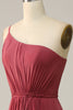 Load image into Gallery viewer, One Shoulder Desert Rose A Line Long Bridesmaid Dress