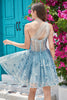 Load image into Gallery viewer, One Shoulder A Line Corset Short Prom Dress with Beading