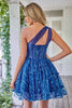 Load image into Gallery viewer, One Shoulder A Line Corset Short Prom Dress with Beading